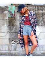 【ANAP】チェックロングシャツ/BRN