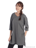 Vネックスリットワンピース/チャ