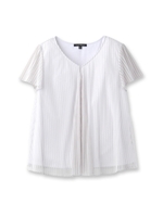 [L]ストライプチュールシャツ/ライトグレー(011)