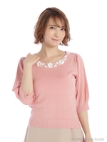 ブリリアントボリュームスリーブニット/キャメル