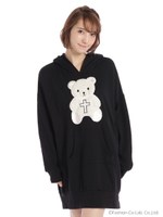ベアモチーフ付パーカーワンピ/アイボリー