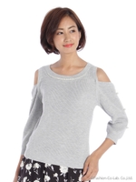 肩開き袖パールニット/シロ