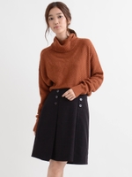 両側釦付チェックスカート/ブルー柄