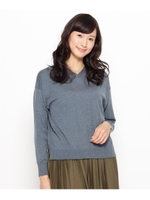 ドロップショルダーVネックニット/イエローグリーン(025)