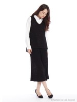 ニットべストSET　UP/ブラック