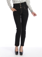 ブラックヤーンハイウエストスキニーパンツ/コイアオ