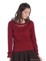 ランダムテレコ2wayネック7分/Sグレー