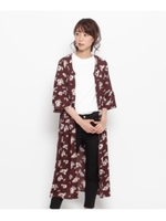 花柄ロングワンピース/ワインレッド(763)