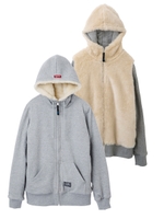 FUR BONDED ZIP HOODIE/ブラック