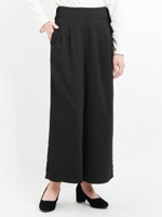 サイドリボンワイドパンツ/ブラック