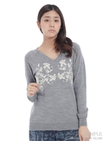 フラワー刺繍ニット/グリーン