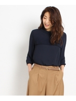 プリーツ切り替えジョーゼットブラウス/オフホワイト(003)