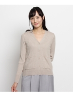 ポケットつきリブニットカーディガン/ダークブラウン(043)