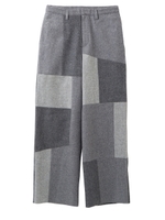 PATCHWORK WOOL WIDE PANTS/ネイビー