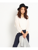 [L]ジョーゼットキーネックブラウス/ブラウン系(040)