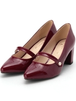 エナメルチャンキーパンプス/ボルドー(064)