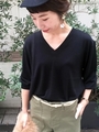 シルキータッチVネックプルオーバー/ブラック
