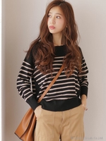 ボーダーニットプルオーバー/ブラック