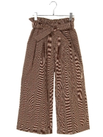 リボンベルト付きグレンチェックパンツ/ベージュ