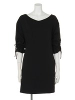 袖シャーリングワンピース/ブラック