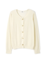 ハトメ釦ニットカーディガン/ホワイト(031)