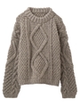 HAND KNIT CABLE SHORT TOP/ホワイト