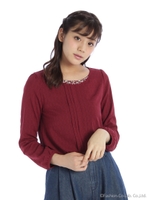 ピンタックビジューBL長袖 3/コン