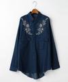 刺繍デニムシャツチュニック