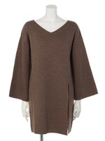 【chille anap】スリット入りニットVネックチュニック/GRY