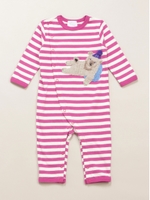 ぐったりクマぐっぴーモチーフ起毛ボーダーカバーオール/ブルー