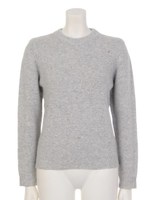 アンゴラ混7G身頃パールビジューハイネックニットプルオーバー/ライトグレー