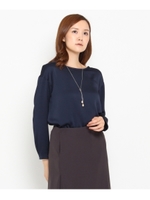 テクスチャサテンブラウス/ネイビー(093)