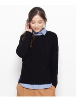 ニットトップ×ネルシャツセット/チャコールグレー(014)