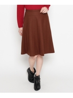 【WEB限定Relax Size】圧縮ミディ丈フレアスカート/ブラウン(042)