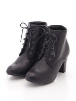 編み上げカカトゴールドメッキ付ブーツ/クロ