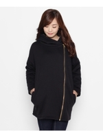 裏ボアアシメジップパーカー/ブラック(019)