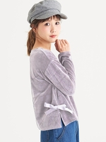 脇リボンベロアプルオーバー/ブラック