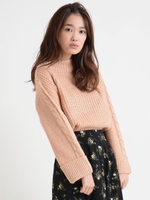 【雑誌掲載】畦編みハイネックプルオーバー/オレンジ