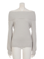 オフショルダーニットPO/ライトグレー