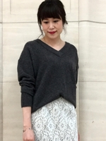 フェレットタッチVネックプルオーバー/C/グレー