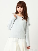 肩あき風プルオーバーニット/シロ