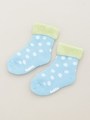水玉折り返しパイル編み SOCKS/ブルー