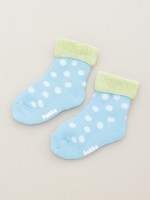 水玉折り返しパイル編み SOCKS/ブルー