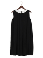 JP 襟付き プリーツワンピース　/　結婚式　/　フォーマル　/　オケージョン　/　式典/Black