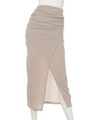 サイドスリット羽チャームマキシスカート/ベージュ