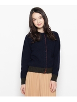 シェットランド配色ニットカーディガン/オレンジ(067)