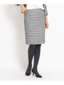 [L]ブライトリリヤンツイードスカート/ネイビー(493)