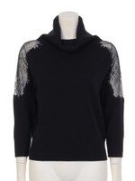 肩レースオフタートルプルオーバー/オフホワイト