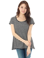 【AZUL ENCANTO】ボーダーAライン 半袖プルオーバー/柄GRY