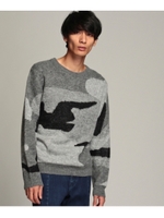 カモフラ柄プルオーバーニット/ブラック(419)